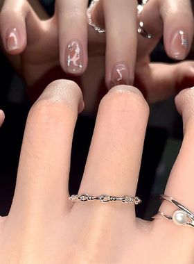 s925纯银珍珠戒指女ins小众设计不掉色素圈高级感甜美气质开口戒