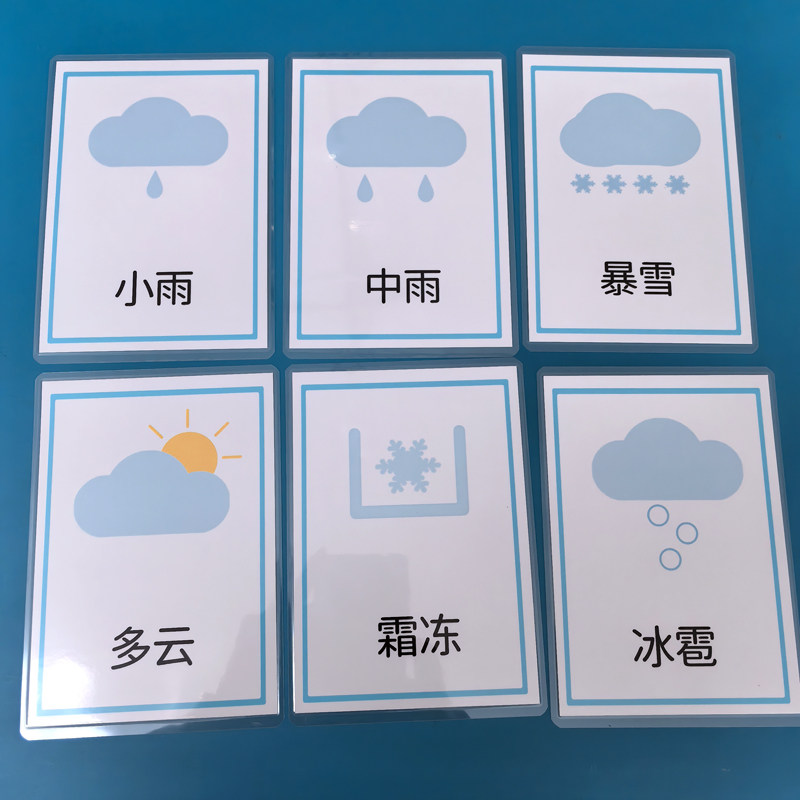 气象标志早教玩具幼儿园教具认知天气符号预报图标气象卡看图识字