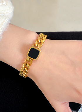 不掉色手链ins钛钢夸张女