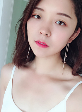 梓琦韩国耳环女长款钛钢时尚简约