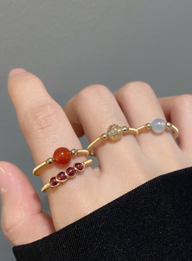 时尚天然水晶石戒指女