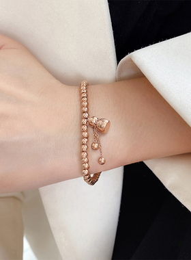 女钛钢爱心福字葫芦手链