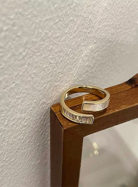 小众设计金属锆石贝壳开口女简约