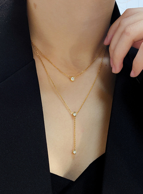2021新双层项链钻镀潮ins冷淡风