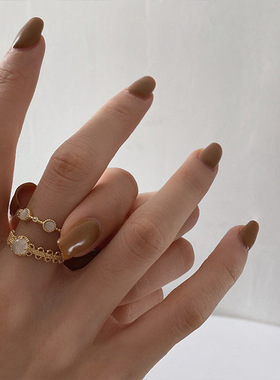 戒指两件套法式复古百搭小众