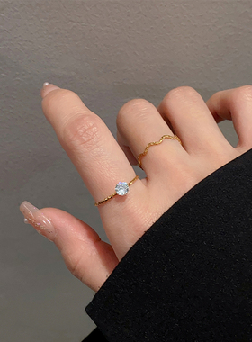 钛钢波浪素圈戒指女轻奢小众设计高级感夸张食指指环ins潮冷淡风