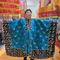 Wang-year-long road home cloud veins one thousand cranes high-merit-coat yellow dark tattoo warp clothes robe-dress-in-the-roe linen lining