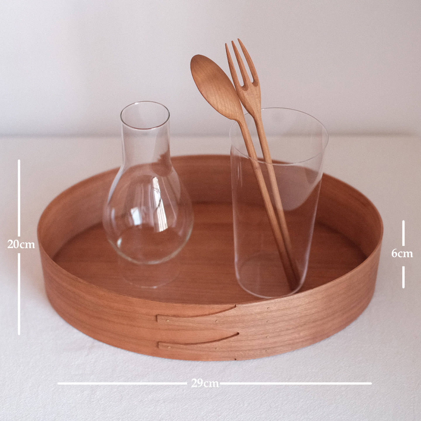 日常选物 夏克椭圆置物托盘 樱桃木收纳框