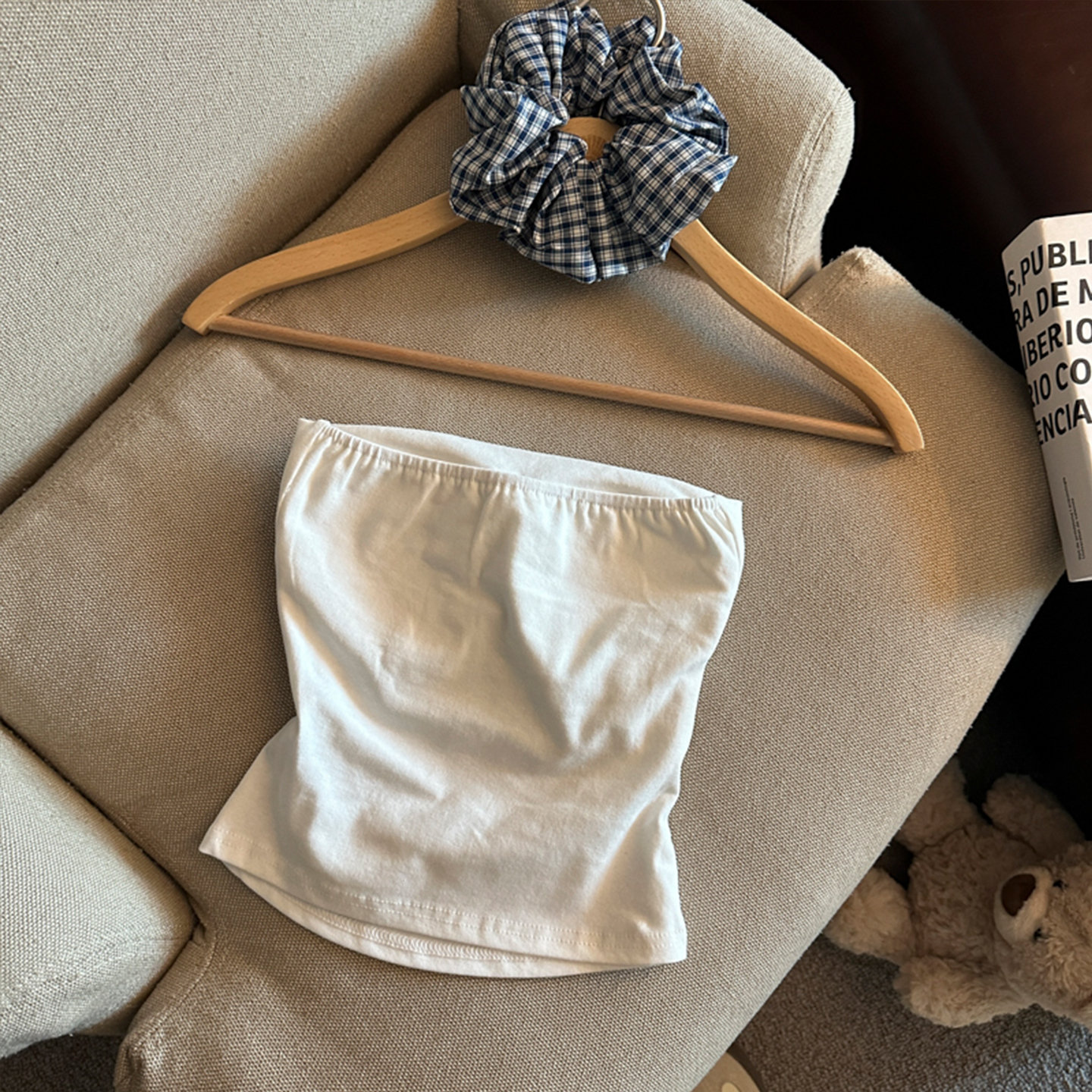 小狗刺绣吊带背心女带胸垫泰式辣妹一字肩抹胸上衣夏裹胸外穿绝美 - 图2