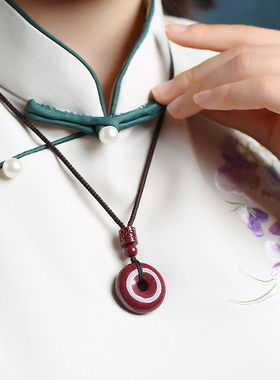 天然纯朱砂平安扣项链吊坠挂绳女虎本命年男士护身符儿童正品礼物