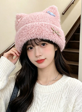 冬季保暖护耳帽子女甜美可爱猫