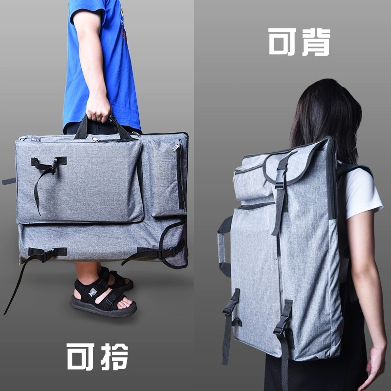 美术画袋画包福袋背包黑色加厚帆布美术艺考写生美术生专用素描画板少女便携多功能双肩大容量画板包4K美术袋