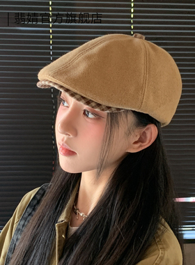 前进帽女反戴贝雷帽2026春夏新款大头围显脸小复古气质报童帽秋冬