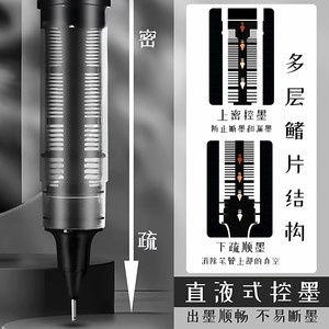 得力全针管走珠笔定制直液中性笔学生文具办公用品商务书写签字合同签名笔0.5mm直液式针管笔尖中性水笔顺滑