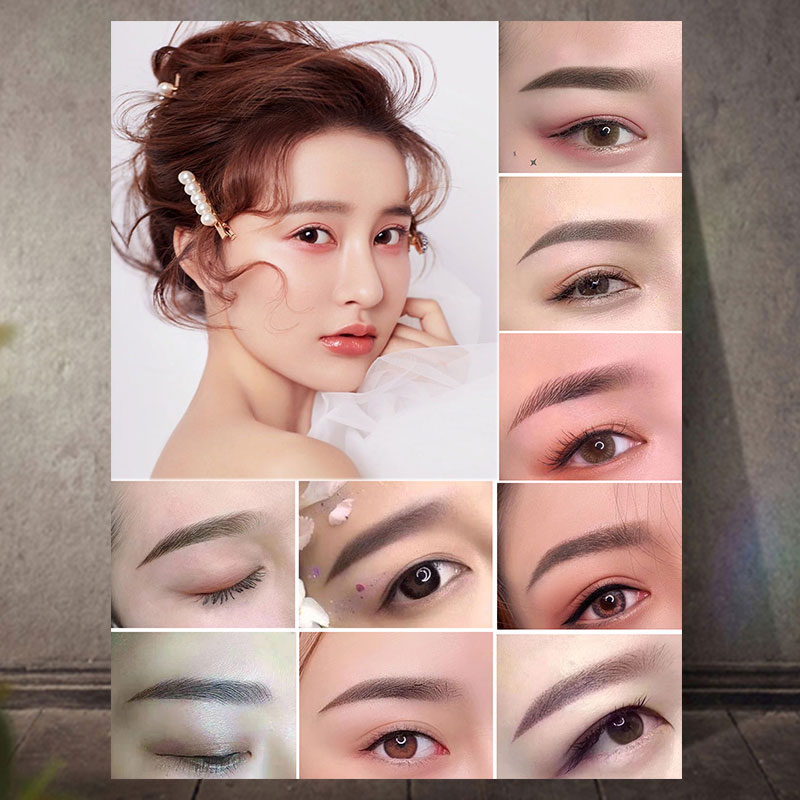 高档纹绣海报宣传图墙壁画工作室眉毛图眉眼唇装饰画d挂画纹眉广