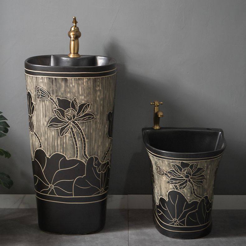 复古中式户外洗手盆庭院立柱盆一体落地式花园洗手池室外洗脸盆,淘宝优惠券,粉丝福利购,淘宝优惠卷