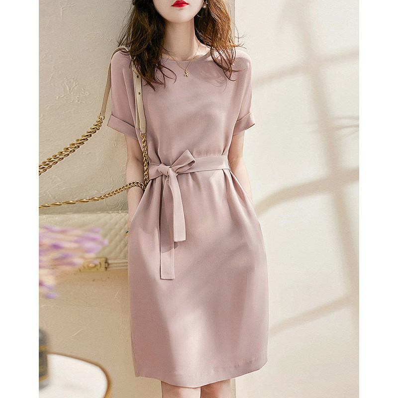 休闲收腰雪纺夏季2022新款法式高端 追苑连衣裙