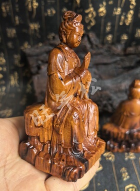 槿德居 道家 雷击枣木 精雕 碧霞元君 家用家居摆件供奉10公分