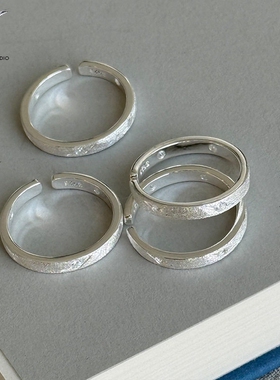 JHEPAN s925银八芒星拉丝戒指女简约ins风气质小巧细致开口设计指