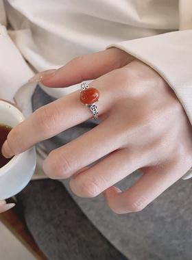 银复古南红玛瑙宫廷风戒指