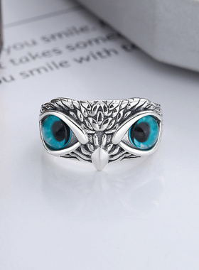 JHEPAN925纯银蓝眼猫头