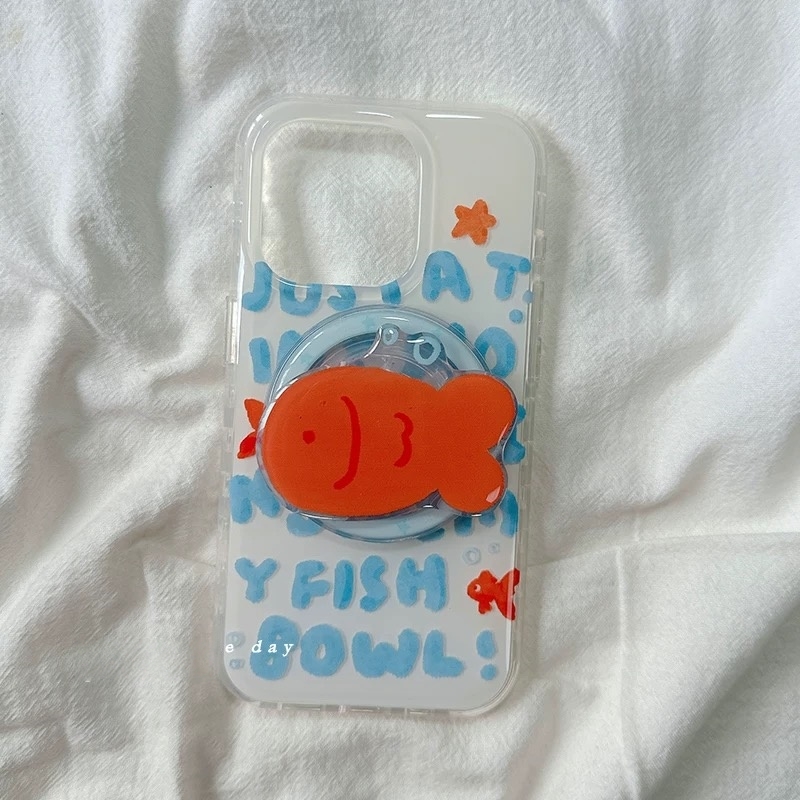 趣味涂鸦英文金鱼磁吸支架适用A6/OPPO Reno15/FindX9/X8S/14/12/13手机壳A98/A6pro新款K13/A2/A79防摔A3/56 - 图3