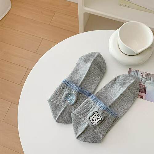 学院风早春刺绣小奶狗女袜子韩系2025新款AB款字母短筒袜 - 图3