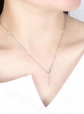 针式万能链S925纯银项链女针式不掉色锁骨穿珠小孔吊坠链子裸链