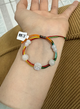 DIY百事无忌新生婴儿童宝宝初生儿红绳手链纯银七彩线八卦葫芦999