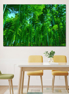 竹报平安客厅挂画现代简约沙发背景墙装饰画好寓意竹林风景自粘画