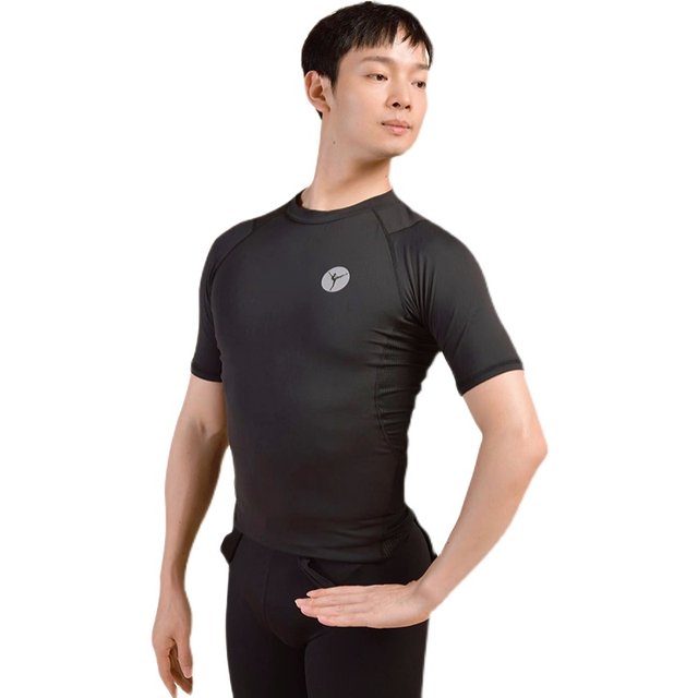 Louis XIV ballet dance t-shirt men's short-sleeved slim training suit black top basic training round neck tight body suit