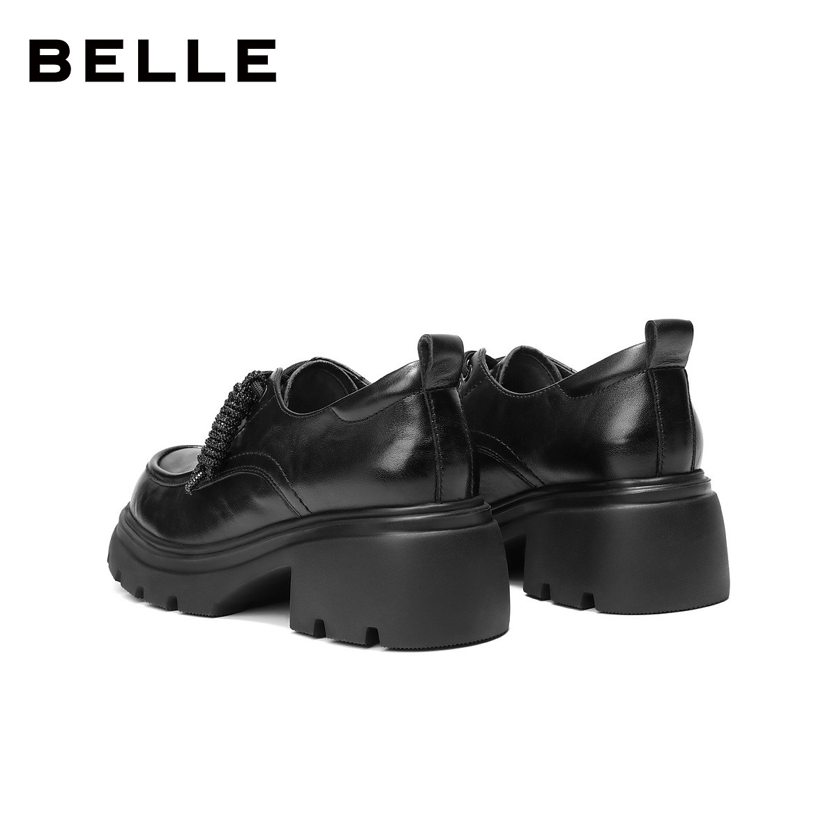 百丽复古厚底牛津鞋女商场春新款乐福黑色小皮鞋深口单鞋E9N1DAM6,淘宝优惠券,粉丝福利购,淘宝优惠卷