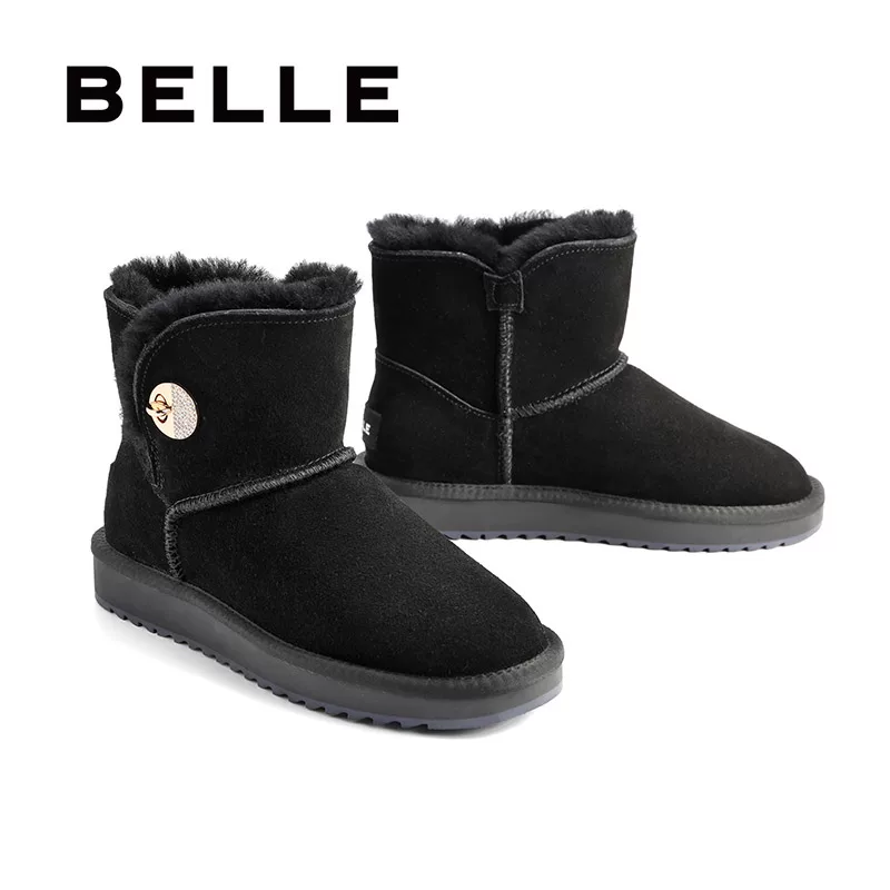 Belle Snow Boots женские зимние новые покупки стиль Нубук кожаные повседневные утепленные обувь V9U1DDD0