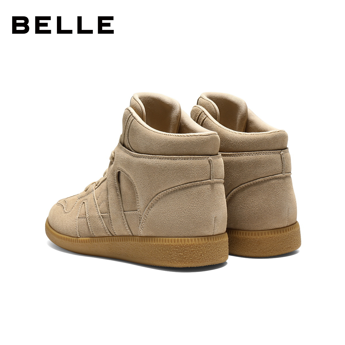 百丽复古保暖高帮鞋女2025冬新商场同款舒适薄底休闲鞋E8H1DDD5 - 图2