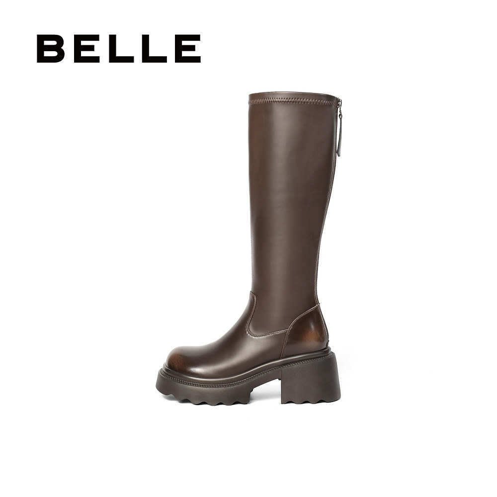 百丽女靴子显瘦弹力靴时装靴女冬新长筒靴厚底高长靴B2389DG4,淘宝优惠券,粉丝福利购,淘宝优惠卷