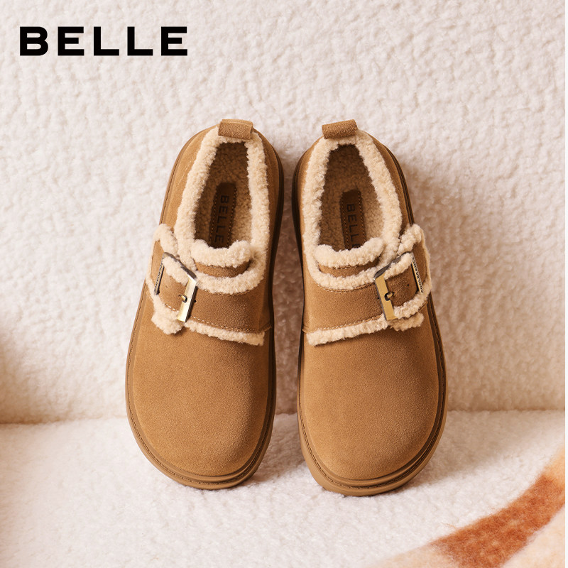 百丽毛毛勃肯乐福鞋女冬新款厚底雪地靴加绒保暖棉鞋子E5N1DDM5预,淘宝优惠券,粉丝福利购,淘宝优惠卷