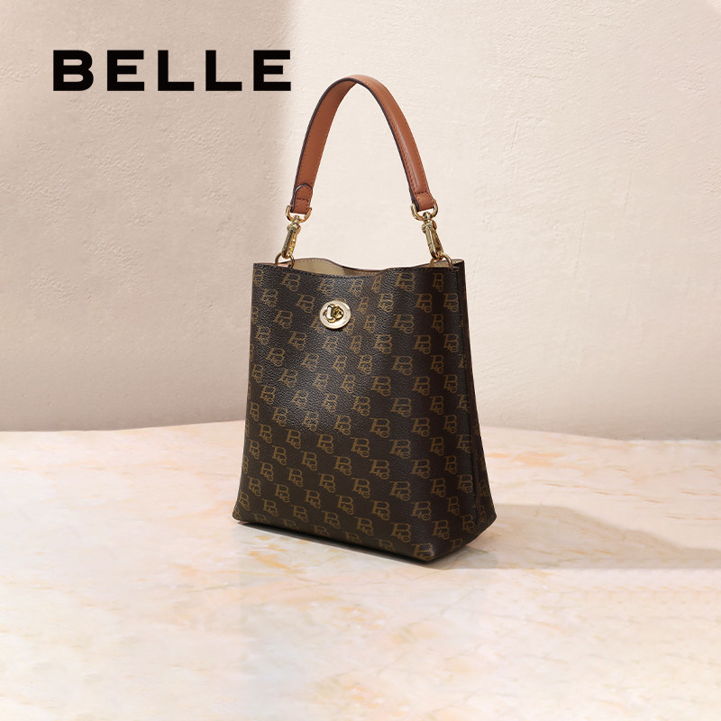 百丽包包女大容量春新款复古通勤休闲单肩斜挎手提水桶包X7191AX5,淘宝优惠券,粉丝福利购,淘宝优惠卷