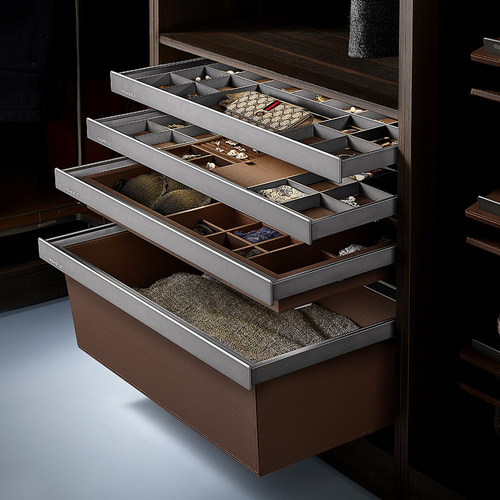 悍高衣帽间收纳衣柜拉篮内衣收纳篮阻尼抽拉多功能收纳篮裤架 - 图2