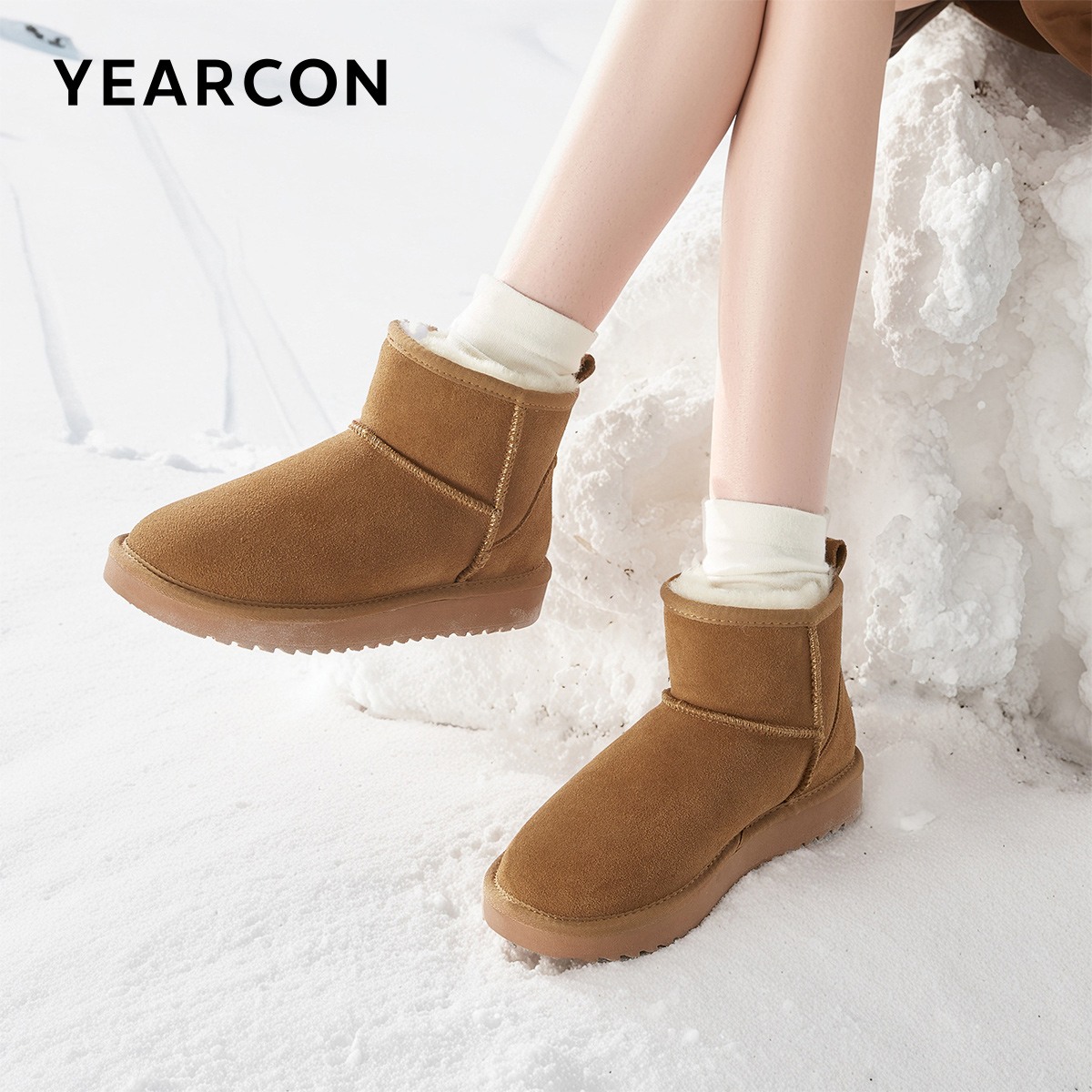 意尔康官方旗舰店女鞋女靴雪地靴棉鞋保暖冬季保暖加绒短筒 - 图2