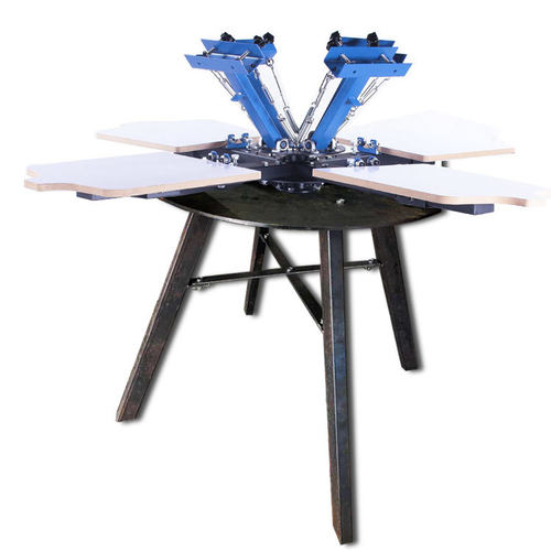 丝印机印刷机平面小型机器设备手动旋转服装布面料4色4工位丝印台 - 图1