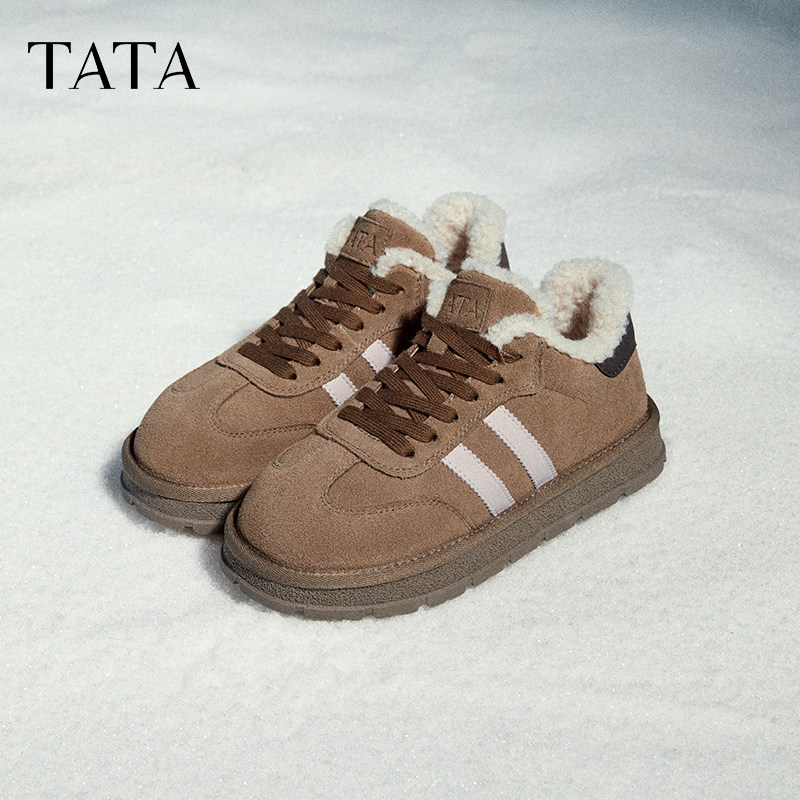 TATA他她栗子蛋糕复古休闲德训鞋女鞋雪地靴保暖毛毛鞋冬6JM01DM4,淘宝优惠券,粉丝福利购,淘宝优惠卷