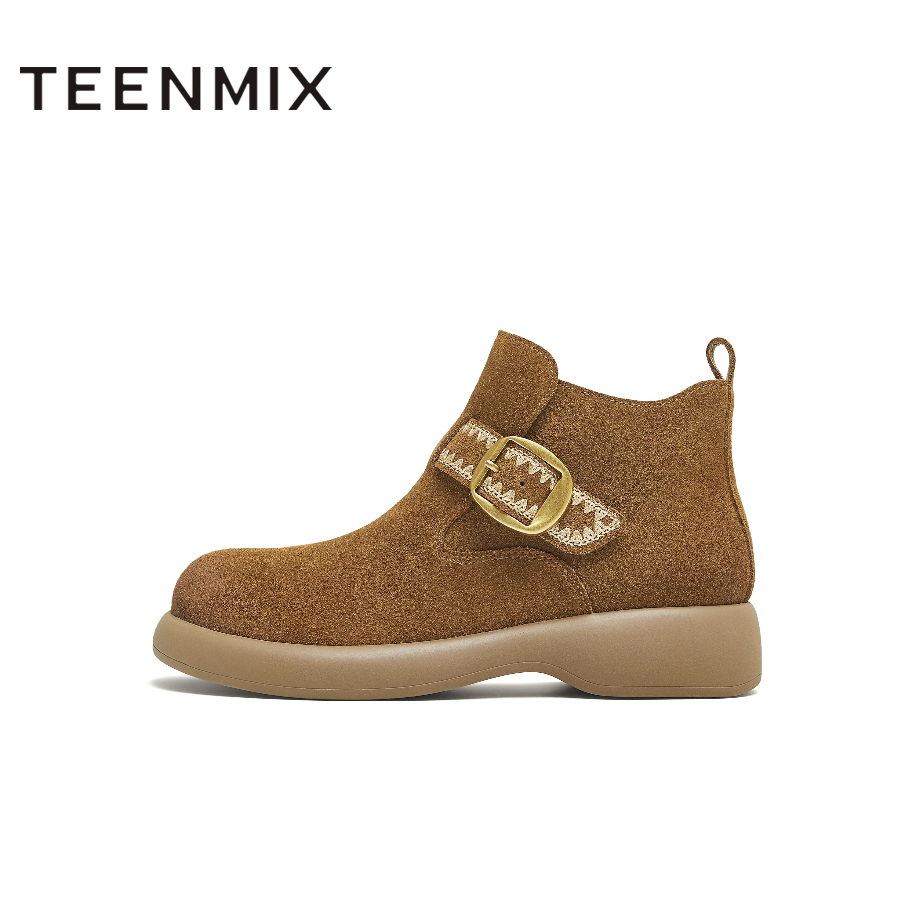 天美意复古厚底户外休闲时装靴女鞋子一脚蹬工装靴短靴2025冬新款,淘宝优惠券,粉丝福利购,淘宝优惠卷