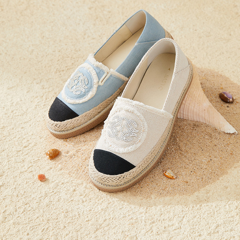 百思图春夏新款时尚休闲简约复古渔夫鞋平跟圆头女单鞋BL336CA4,淘宝优惠券,粉丝福利购,淘宝优惠卷