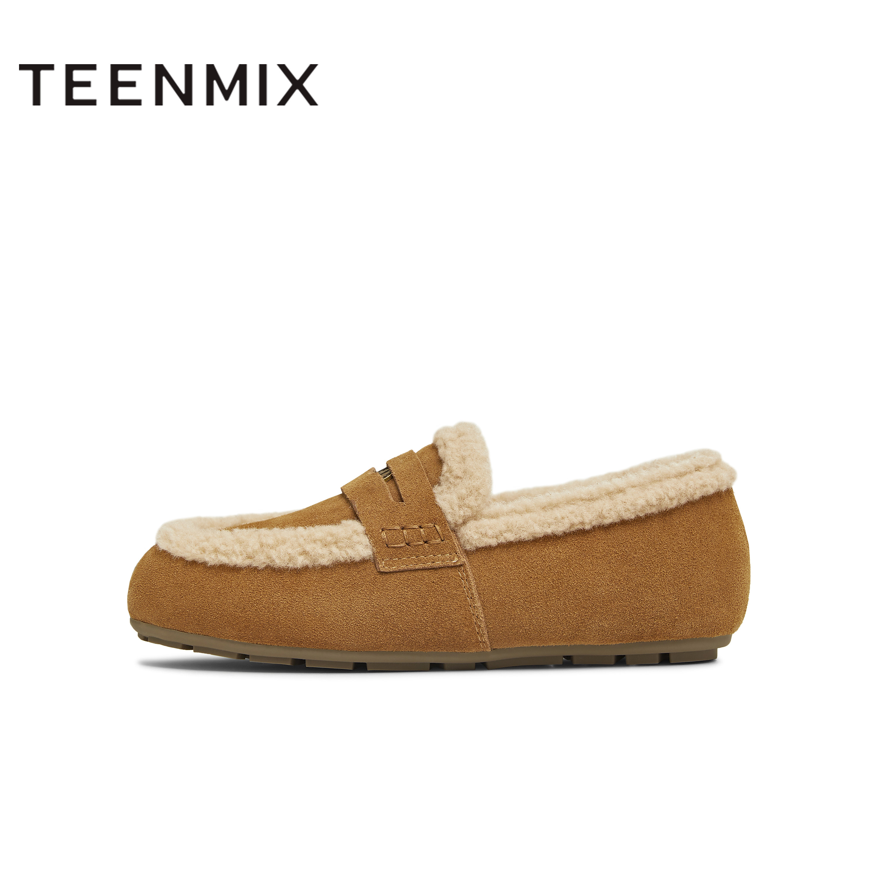 天美意2025冬新款厚底复古百搭舒适保暖毛绒女乐福鞋KE083DM5,淘宝优惠券,粉丝福利购,淘宝优惠卷