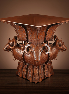 紫铜仿古青铜器四羊方尊