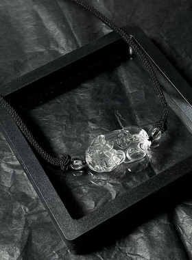 天然白水晶霸王貔貅项链女护身符男招财吊坠挂件挂坠情侣一对饰品