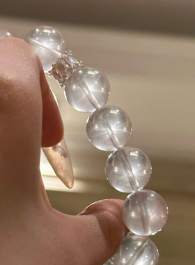 荔枝肉桂｜巨无霸奶白晶14mm天然白水晶手串大咪仙女气质原创设计