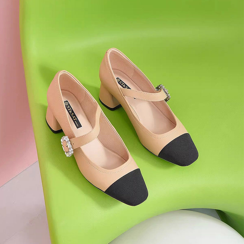 星期六小优雅秀气玛丽珍单鞋春女鞋拼色高跟鞋皮鞋SS31111312,淘宝优惠券,粉丝福利购,淘宝优惠卷