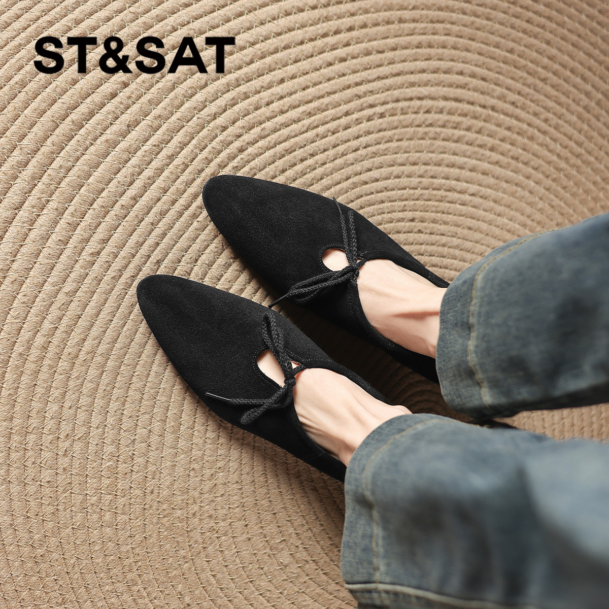 星期六尖头单鞋女黑色2026新款春季深口绒面乐福小皮鞋女士妈妈鞋,淘宝优惠券,粉丝福利购,淘宝优惠卷