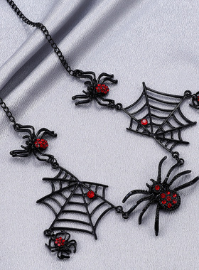 锁骨链黑色蜘蛛网项链万圣节礼物